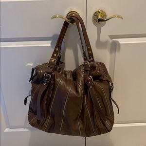 Zibba Chocolate Leather w/ Zipper Overnighter